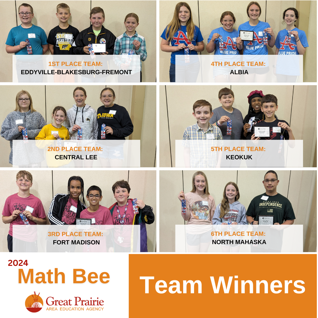 Math bee team winners